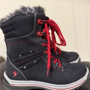 Black Winter Boots with Red Laces  9
